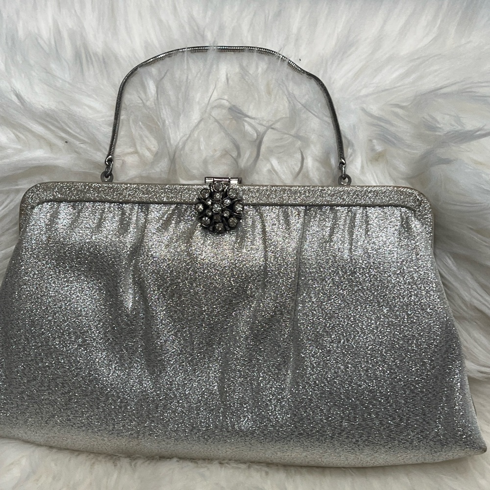 Vintage Ande 1950’s Silver Button Closure Clutch